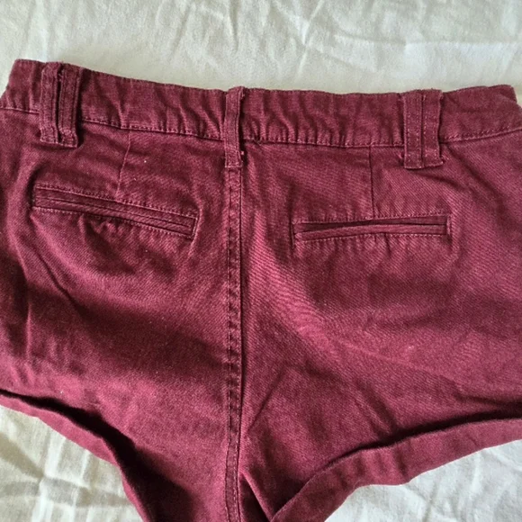 Burgandy Red Cuffed Micro Shorts Size S - Picture 5 of 10